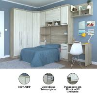 Guarda Roupa Modulado 10 Pts Com Cabeceira Escrivaninha Master Móveis Avelã Rústico ártico Rústico - 2