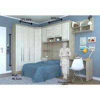 Guarda Roupa Modulado 10 Pts Com Cabeceira Escrivaninha Master Móveis Avelã Rústico ártico Rústico - 3