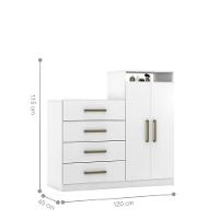 Conjunto Quarto Guarda Roupa E Comoda Ferrara Branco - 7