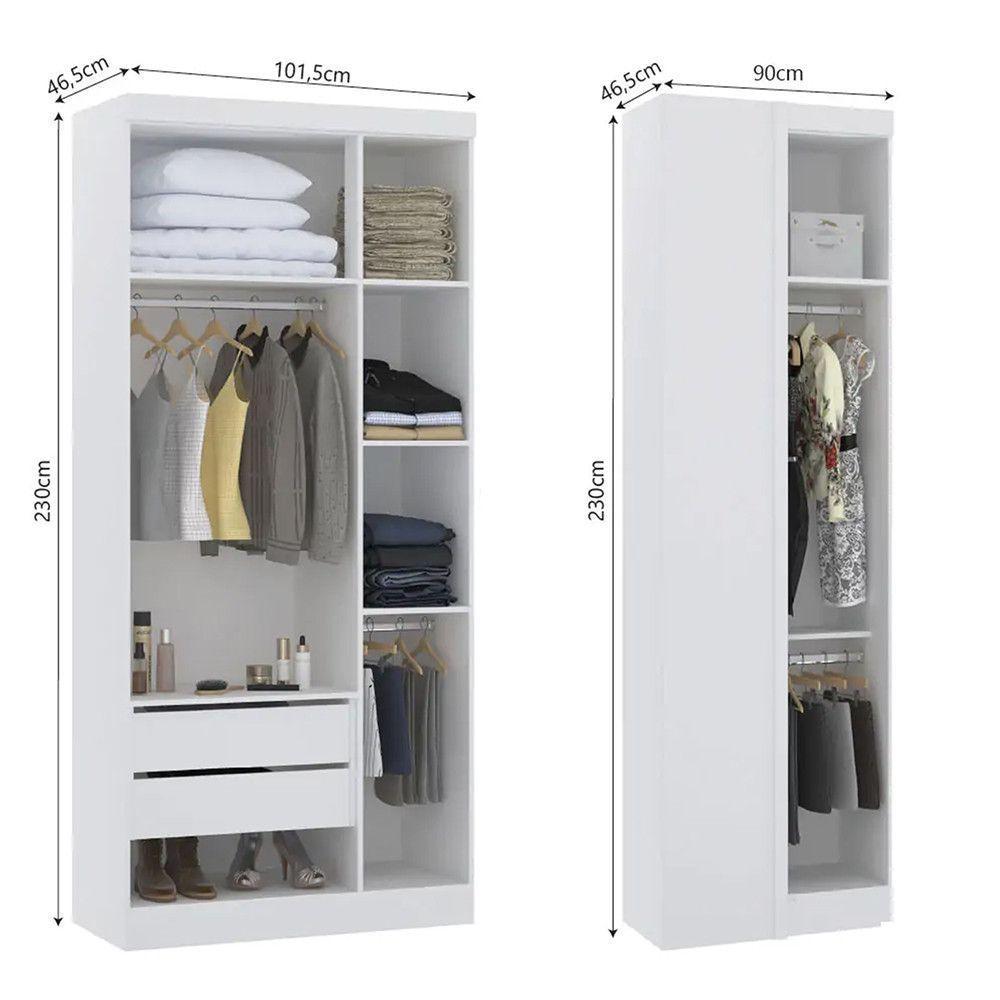 Guarda Roupas Modulado De Canto Reto 2 Peças Com 4 Portas Alpes Móveis Branco Pf Com Branco Pf - 4