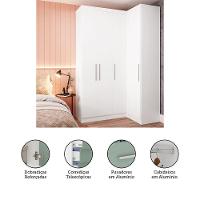 Guarda Roupas Modulado De Canto Reto 2 Peças Com 4 Portas Alpes Móveis Branco Pf Com Branco Pf - 2