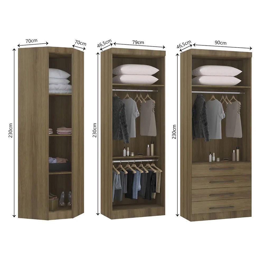 Guarda Roupa De Canto 3 Peças 5pt 4 Gv Paris Luciane Móveis Avelã Pf/avelã Pf - 4