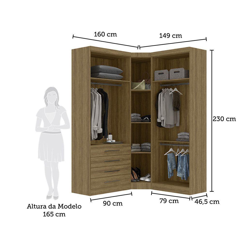 Guarda Roupa De Canto 3 Peças 5pt 4 Gv Paris Luciane Móveis Avelã Pf/avelã Pf - 5