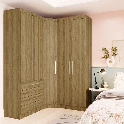 Guarda Roupa De Canto 3 Peças 5pt 4 Gv Paris Luciane Móveis Avelã Pf/avelã Pf
