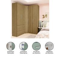 Guarda Roupa De Canto 3 Peças 5pt 4 Gv Paris Luciane Móveis Avelã Pf/avelã Pf - 2