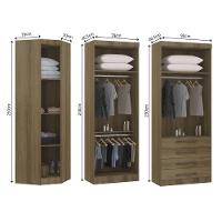 Guarda Roupa De Canto 3 Peças 5pt 4 Gv Paris Luciane Móveis Avelã Pf/avelã Pf