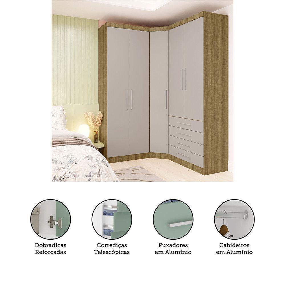 Guarda Roupa De Canto 3 Peças 5pt 4 Gv Paris Luciane Móveis Avelã Pf/cinammon Pf - 2