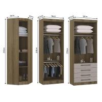 Guarda Roupa De Canto 3 Peças 5pt 4 Gv Paris Luciane Móveis Avelã Pf/cinammon Pf - 3