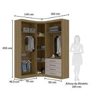 Guarda Roupa De Canto 3 Peças 5pt 4 Gv Paris Luciane Móveis Avelã Pf/cinammon Pf