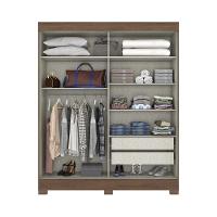 Guarda Roupa Solteiro Com Espelho 2 Portas 2 Gavetas Jackie Casa 812 Castanho Com Off White - 3