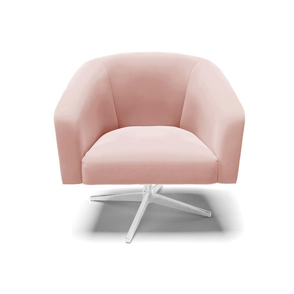 Poltrona Giratória Stella Veludo Base Cromada - D'rossi Cor Rose - 7