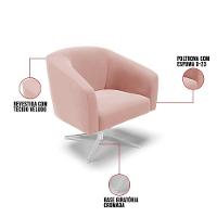 Poltrona Giratória Stella Veludo Base Cromada - D'rossi Cor Rose - 3