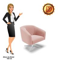Poltrona Giratória Stella Veludo Base Cromada - D'rossi Cor Rose