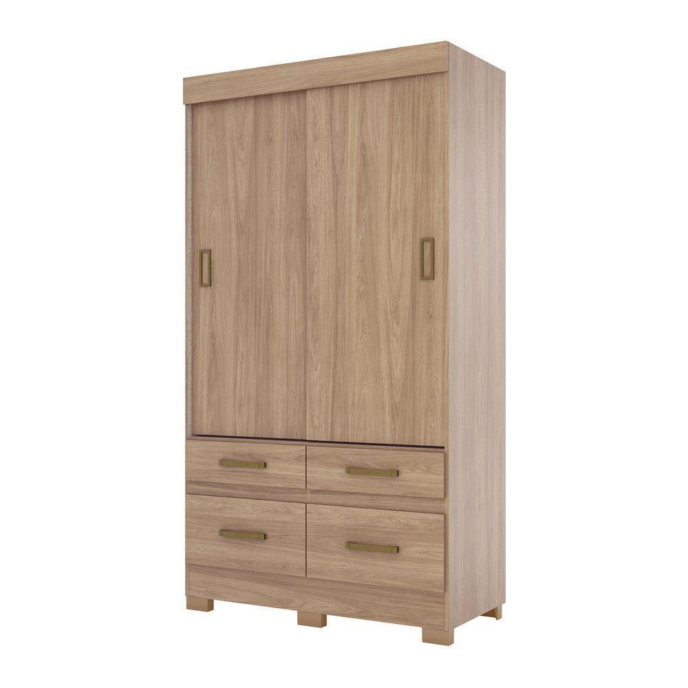 Guarda Roupa Solteiro 02 Portas 04 Gavetas Be25 Briz Jequitibá Bri E Jequitibá Bri/Off White - 5