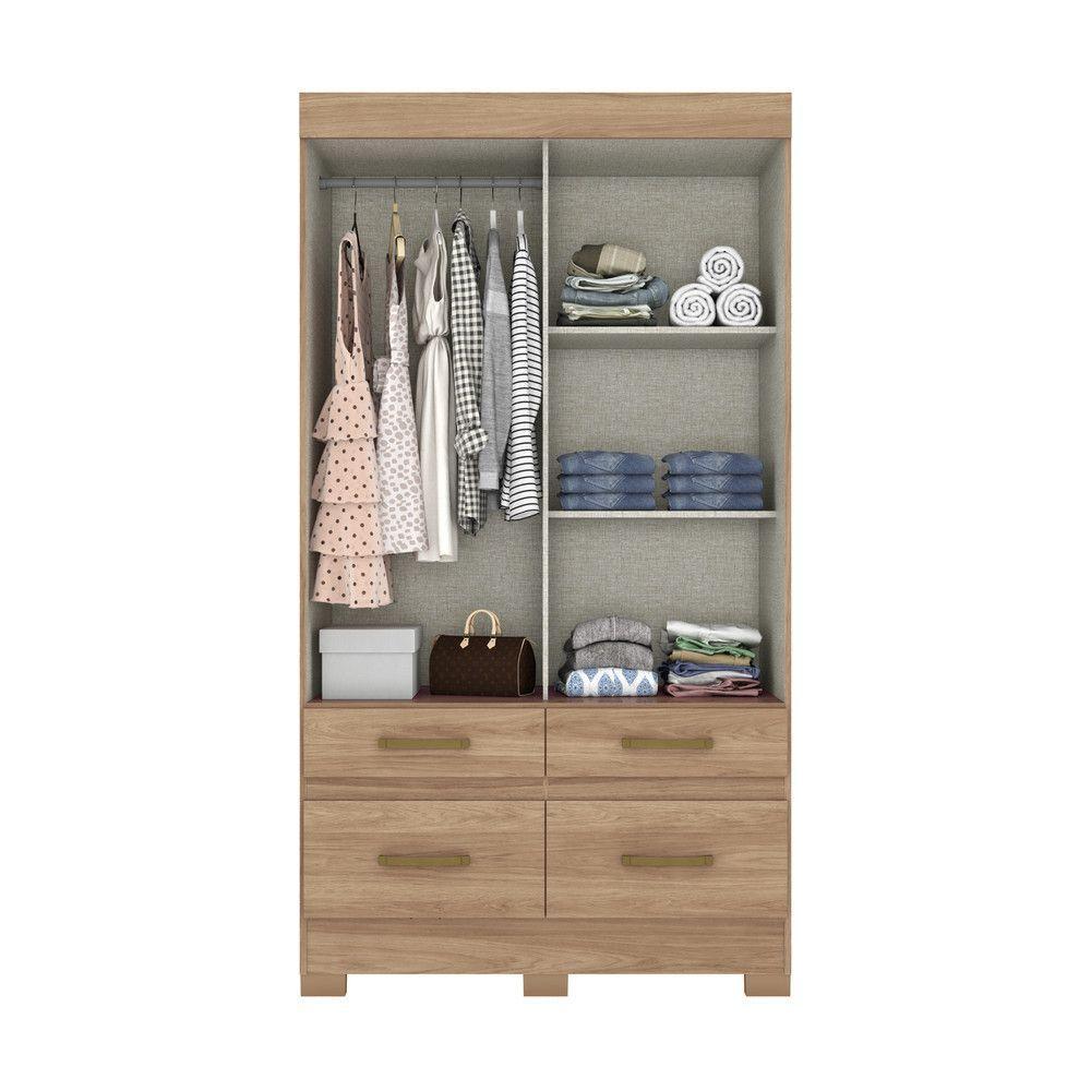 Guarda Roupa Solteiro 02 Portas 04 Gavetas Be25 Briz Jequitibá Bri E Jequitibá Bri/Off White - 6