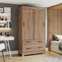 Guarda Roupa Solteiro 02 Portas 04 Gavetas Be25 Briz Jequitibá Bri E Jequitibá Bri/Off White - 1