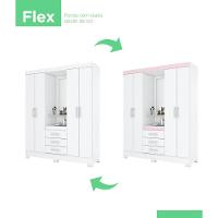 Guarda Roupa Casal 4 Portas Com Espelho 3 Gavetas Ryan Casa 812 Branco Ou Branco Com Rosa Chá - 18