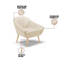 Kit 01 Namoradeira E 01 Poltrona Corino Bege Natural