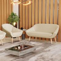 Kit 01 Namoradeira E 01 Poltrona Corino Bege Natural - 8