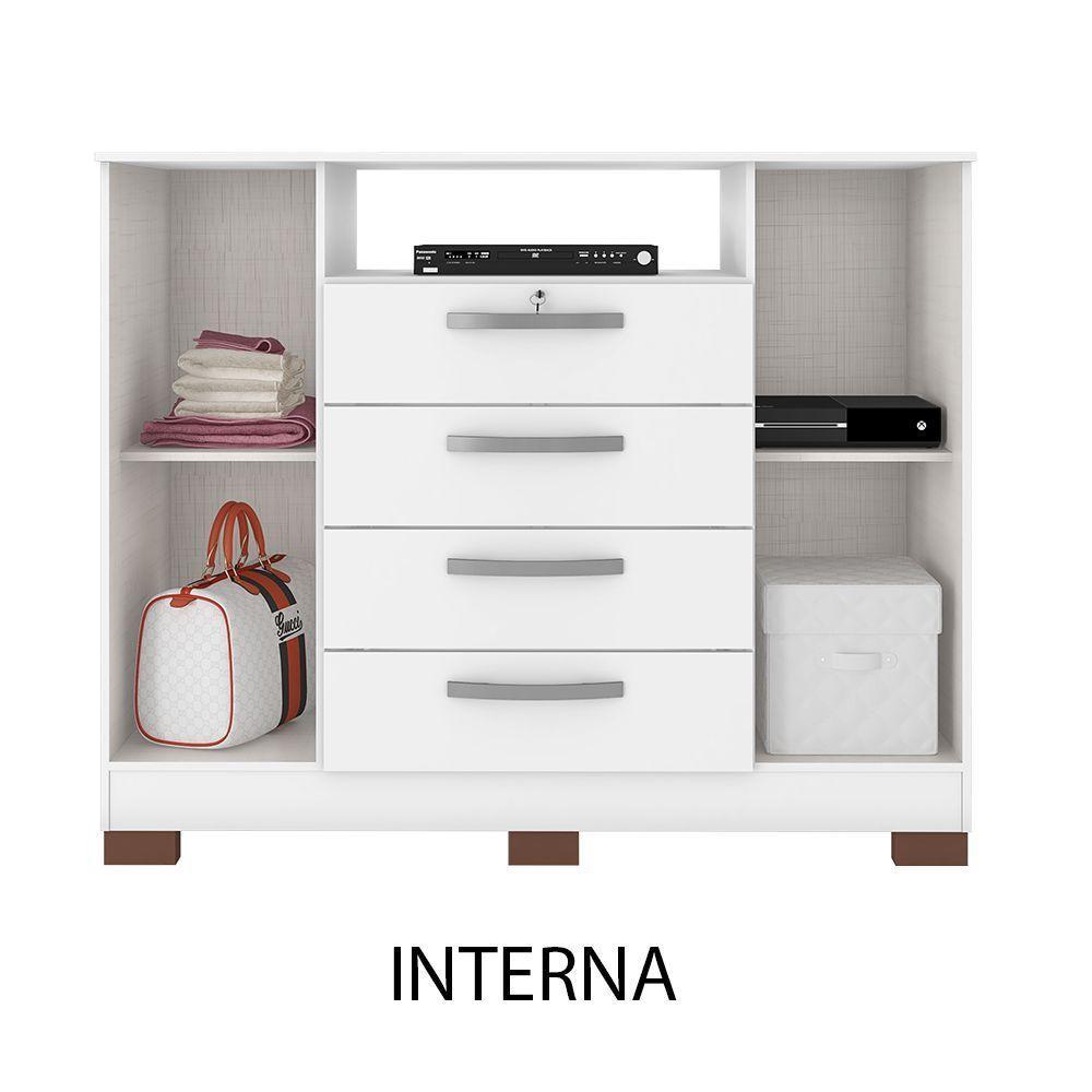 Kit Guarda Roupa Casal 6 Portas 2 Gavetas Com Espelho E Cômoda Rack 2 Portas 4 Gavetas Malbec - 2
