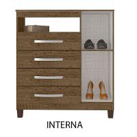 Kit Guarda Roupa Casal 6 Portas 2 Gavetas Com Espelho E Cômoda Sapateira 1 Porta 4 Gavetas Malbec - 3