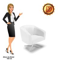 Kit 02 Poltronas Corino Branco Base Cromada