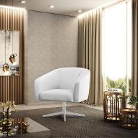 Kit 02 Poltronas Corino Branco Base Cromada - 8