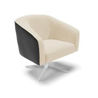 Poltrona Corano Preto Com Linho Bege A19 Base Cromada - 1