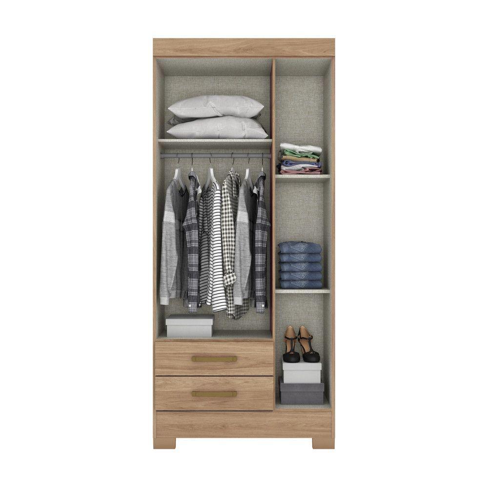 Guarda-Roupa Solteiro 3 Portas 2 Gavetas Be16 Briz Jequitibá Brilho - 3