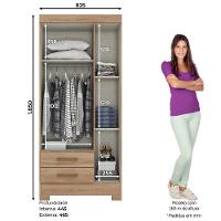 Guarda-Roupa Solteiro 3 Portas 2 Gavetas Be16 Briz Jequitibá Brilho - 4