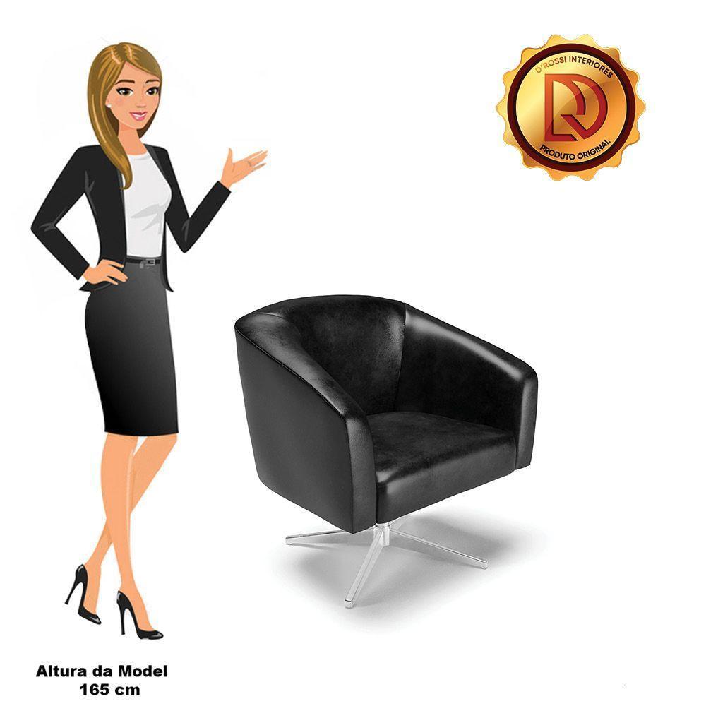 Poltrona Giratória Stella Corano Preto Base Cromada - 3