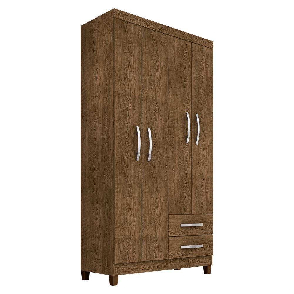 Guarda Roupa Solteiro 4 Portas 2 Gavetas Modena Com Cômoda Sapateira 4 Gavetas 1 Malbec Incorplac - 2