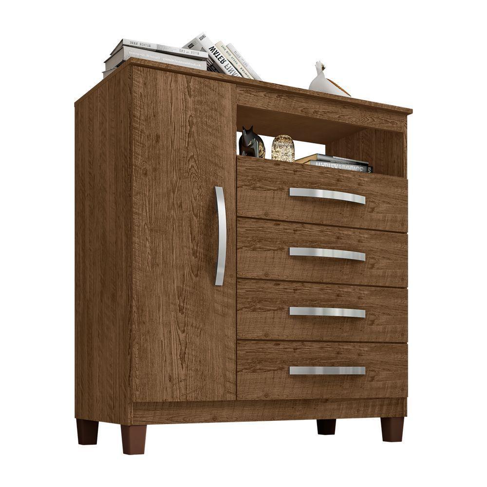 Guarda Roupa Solteiro 4 Portas 2 Gavetas Modena Com Cômoda Sapateira 4 Gavetas 1 Malbec Incorplac - 3