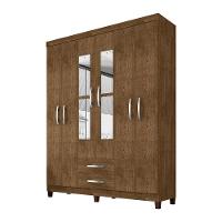 Kit Guarda Roupa Casal Modena 6 Portas 2 Gavetas Com Cômoda 5 Gavetas Cannes Malbec Incorplac - 3