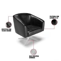 Poltrona Giratória Stella Corano Base Cromada Preto - 3
