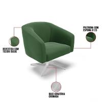 Poltrona Giratória Stella Suede Base Cromada Verde - 3