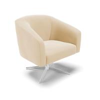 Poltrona Giratória Stella Suede Base Cromada Bege - 1