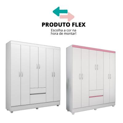 Guarda Roupa Guarda-roupa Flash Ii 6 Portas 2 Gavetas Branco MDP Pintura UV Demóbile
