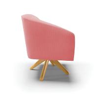 Poltrona Giratória Stella Suede Rosê Base Madeira Ma30 - 6