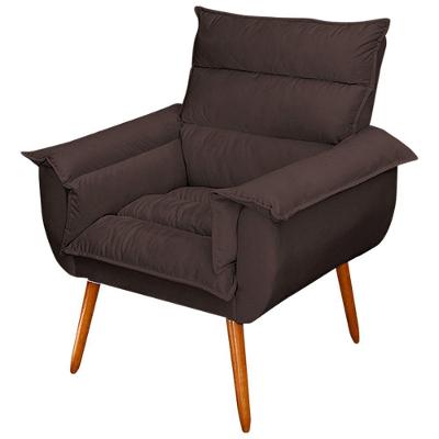 Poltrona Decorativa Monza Pés Palito Veludo Marrom