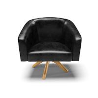 Poltrona Giratória Stella Corano Base Madeira Ma30 Preto - 7