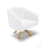 Poltrona Giratória Stella Corano Base Madeira Ma30 Branco - 1
