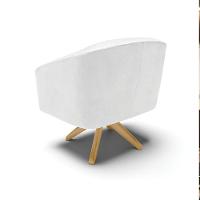 Poltrona Giratória Stella Corano Base Madeira Ma30 Branco - 5