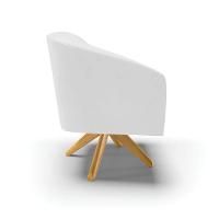 Poltrona Giratória Stella Corano Base Madeira Ma30 Branco - 6