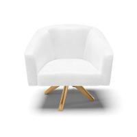 Poltrona Giratória Stella Corano Base Madeira Ma30 Branco - 7
