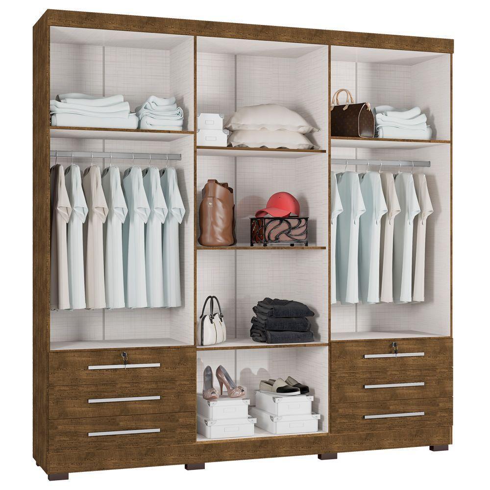 Guarda Roupa De Casal 6 Portas Com Espelho Londres E Cômoda 2 Portas E 4 Gavetas Malbec - 3