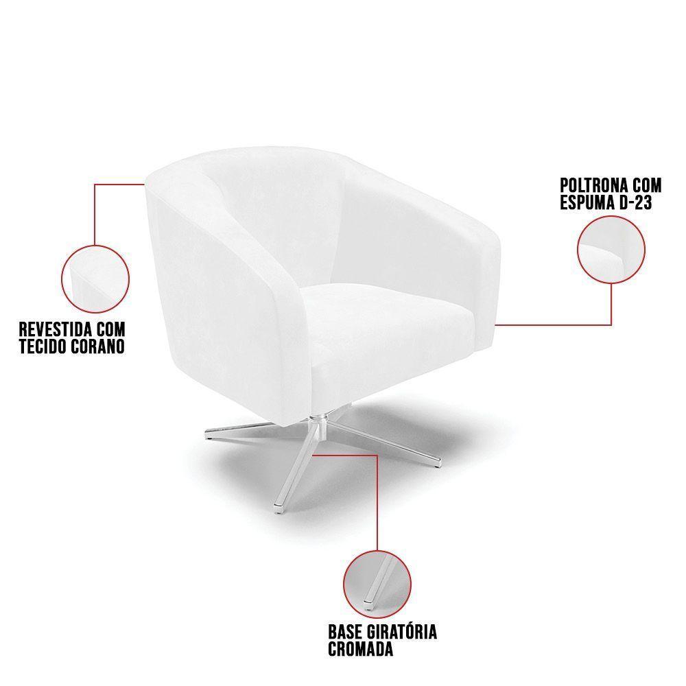 Kit 02 Poltronas Corano Branco Base Cromada - 3