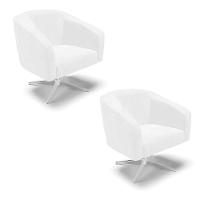 Kit 02 Poltronas Corano Branco Base Cromada - 1