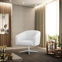 Kit 02 Poltronas Corano Branco Base Cromada - 8