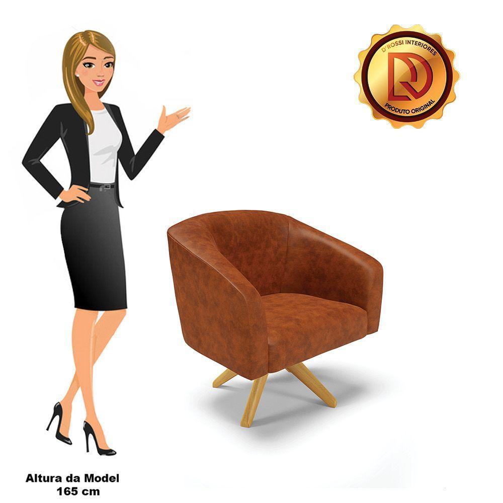 Poltrona Giratória Stella Corano Base Madeira Ma30 Nozes - 3